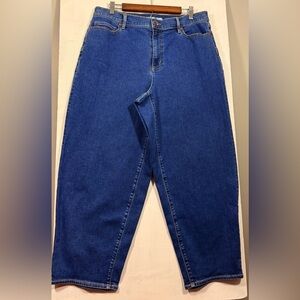 Lands' End Size 16 Women's Straight Leg Jeans in Deep Blue